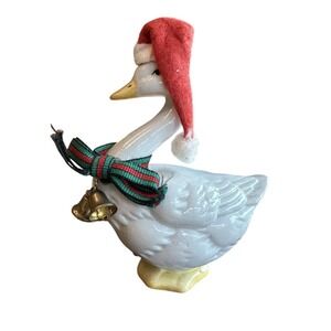 Vintage Russ Collectible Holly Goose Ceramic No. 1066 Christmas Hat Holiday